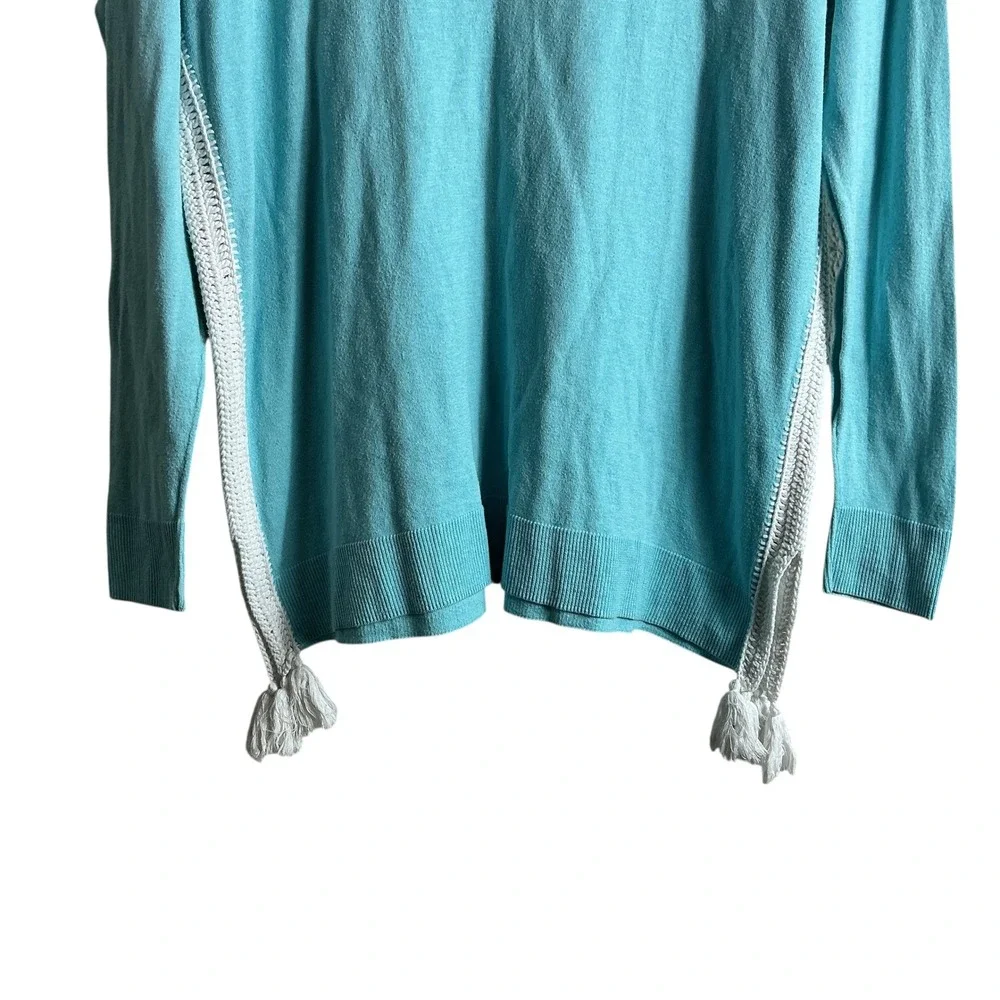 Lilly Pulitzer Small Damara Sweater Heathers Bayside Blue Tassels